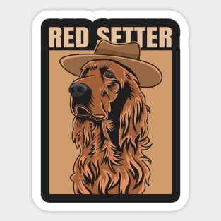 Irish Red Setter Wearing A Cowboy Hat Sticker